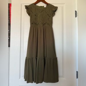 Joyfolie Olive Green Girls Dress